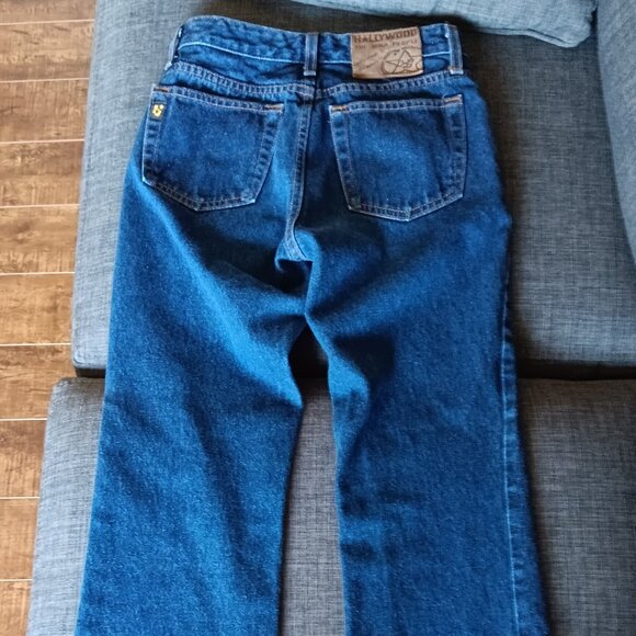 Vintage Hollywood High Rise Jeans 1990s Dark Wash Denim - Picture 3 of 8